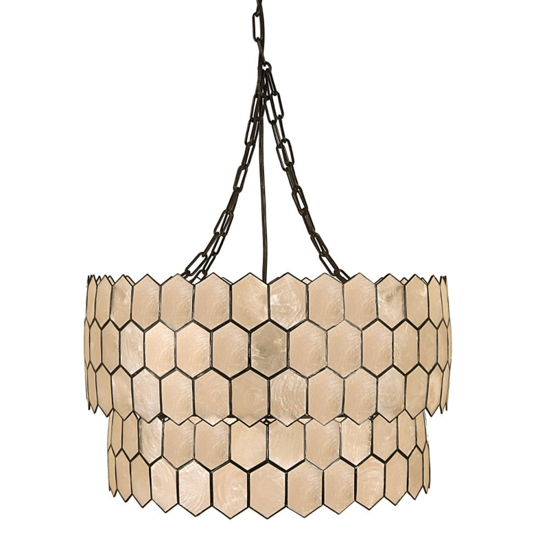 Leon 2 - Light Shell / Capiz Tiered Chandelier