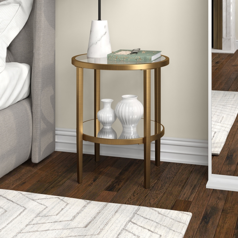Liesbeth Glass End Table with Storage