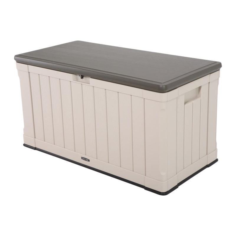 Lifetime 116 Gallons Water Resistant Polyethylene Plastic Lockable Deck Box in Brown