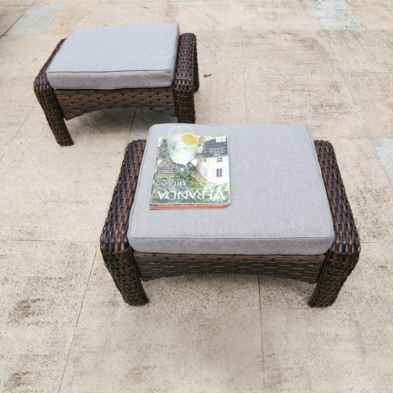 Lolethia Wicker Outdoor Ottoman with Sunbrella Cushion