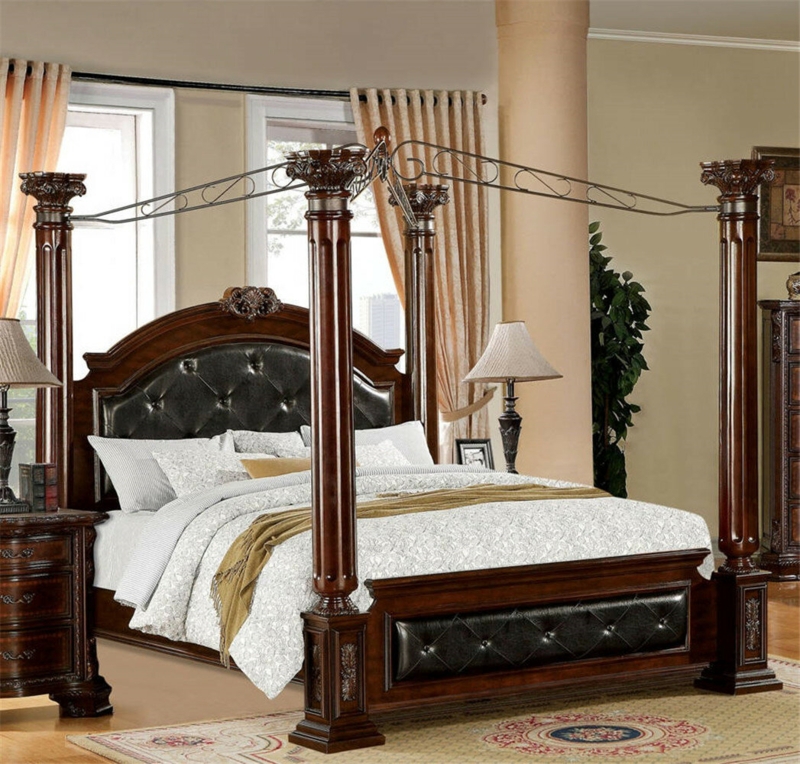 Lugano Vegan Leather Four Poster Bed