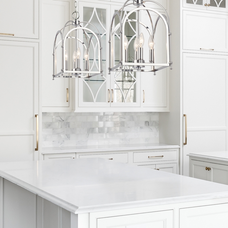 Luman 4 - Light Polished Chrome Lantern Pendant