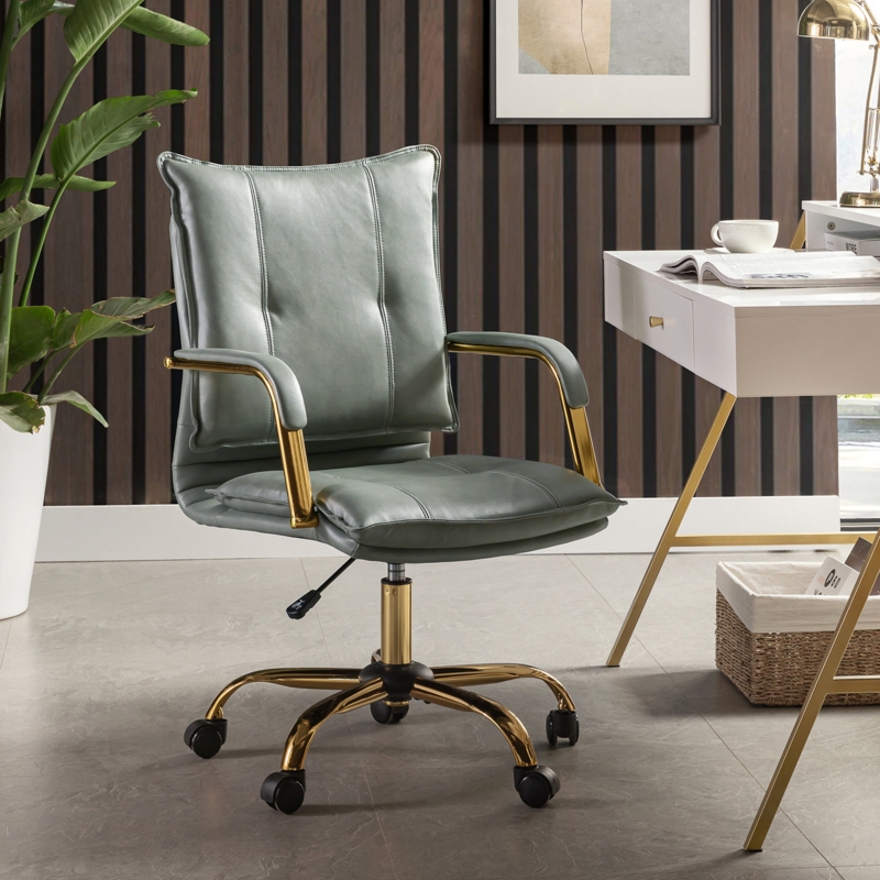 Lundgren Leather Task Chair with Foam Padded Arms
