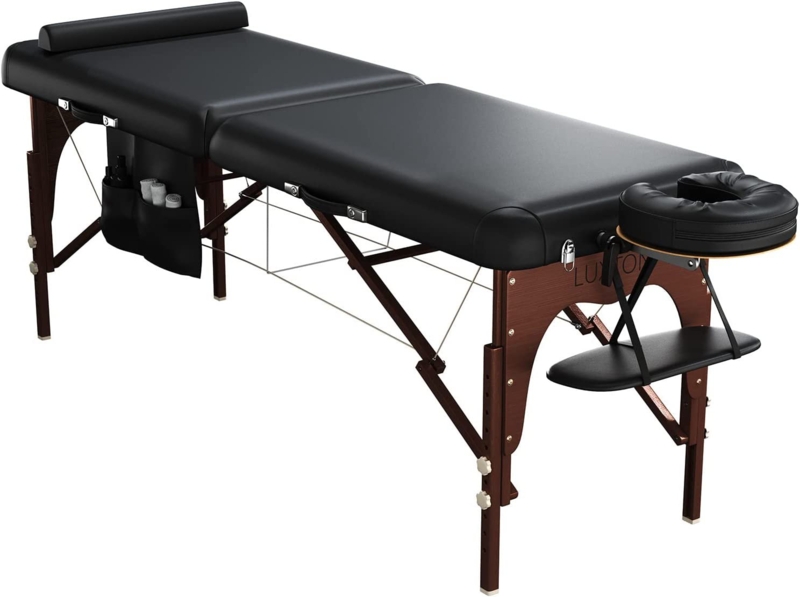 Luxton Premium Memory Foam Massage Table with Rolling Case, Washable Sheets, Thicker and Wider