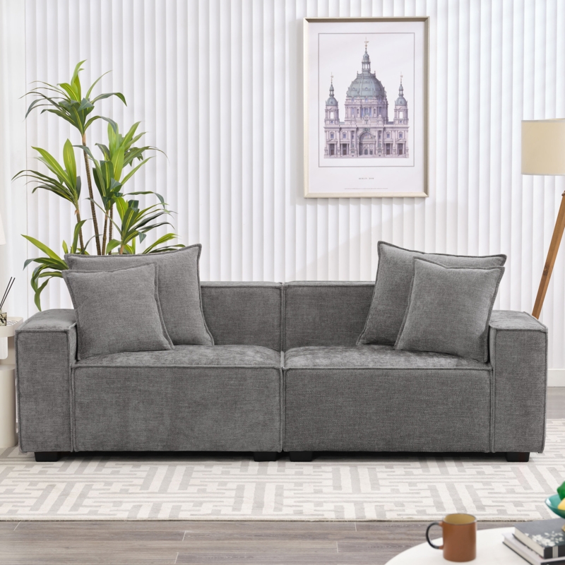 Makassar 89.37'' Square Armrest Cloud Couch Sofa
