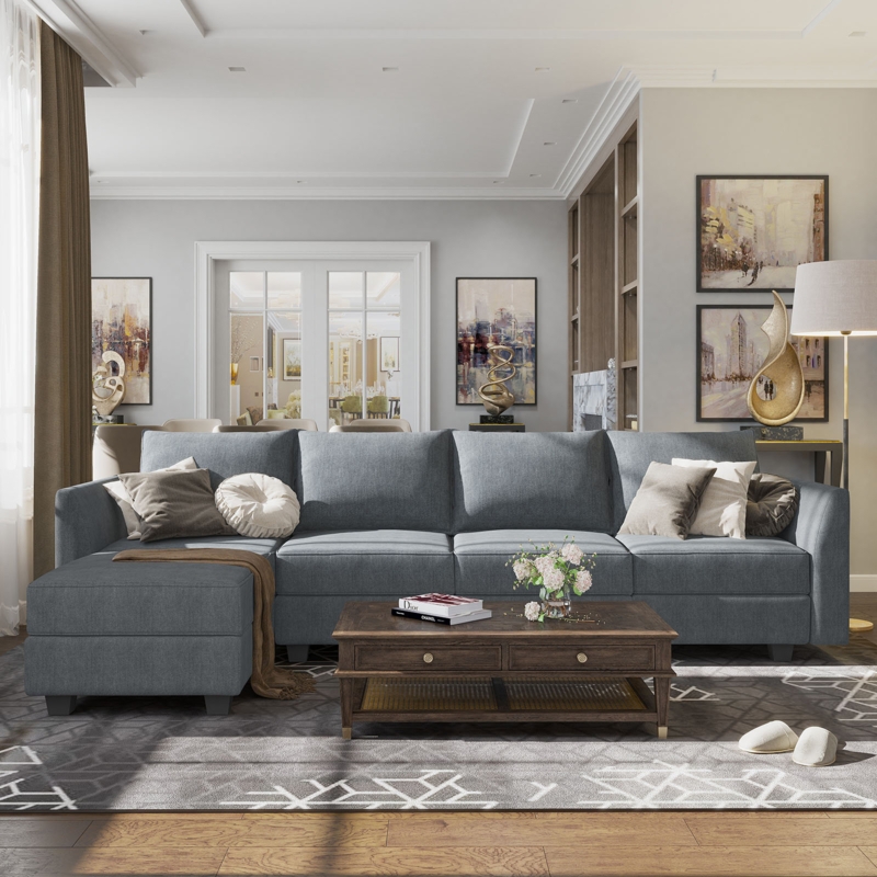 Manusite L-Shaped Reversible Modular Sectional Couch with Storage Ottoman