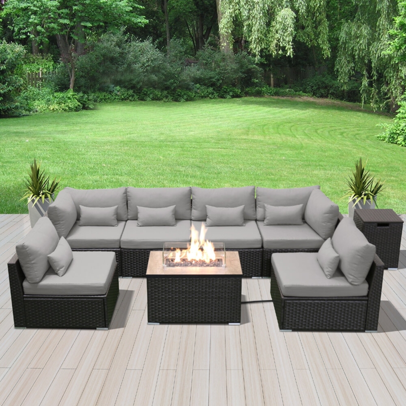 Marisa 8 Pieces Wicker/Rattan Sectional Seating Group with Cushion