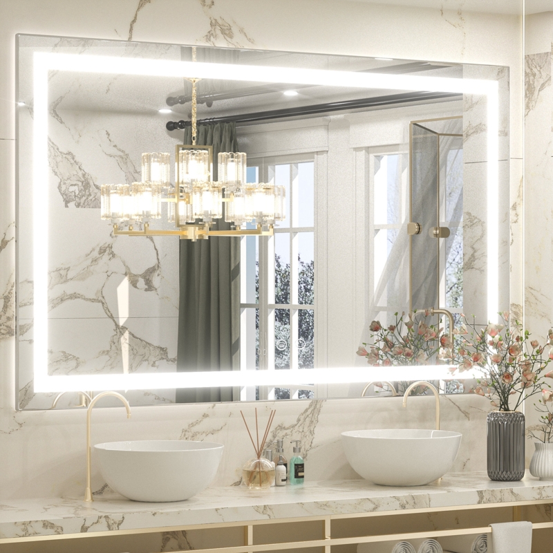 Martrez Frameless LED Lighted Bathroom / Vanity Mirror with Brightness Adjustable, Memory Function, Anti-fog