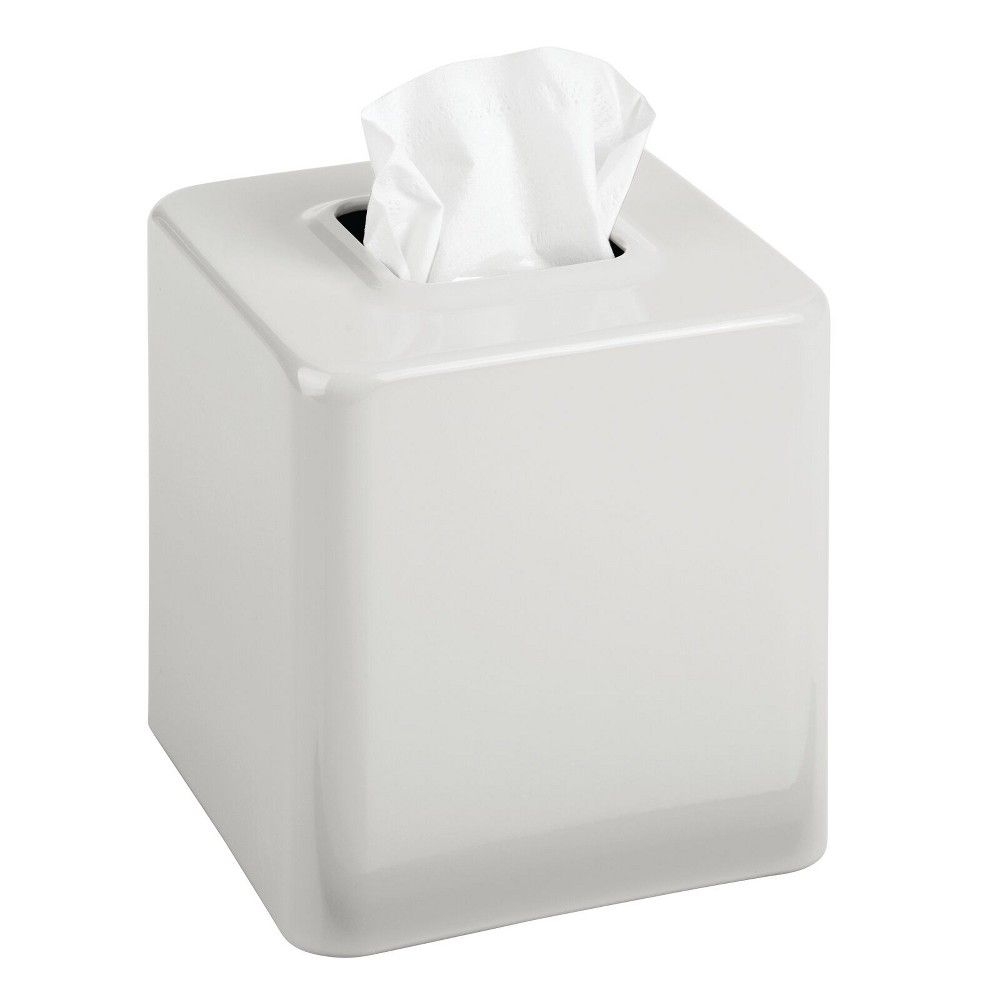 mDesign Gia Modern Metal Tissue Box Cover Holder for Bathroom - Light Gray