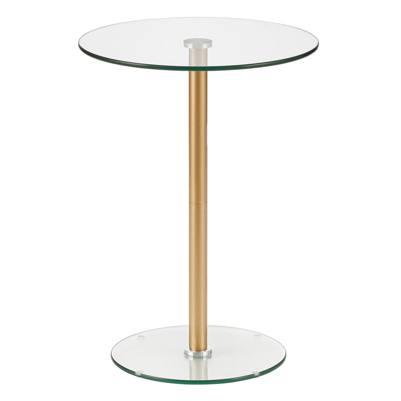 mDesign Metal/Glass Top Round Accent Side/End Drink Table Furniture