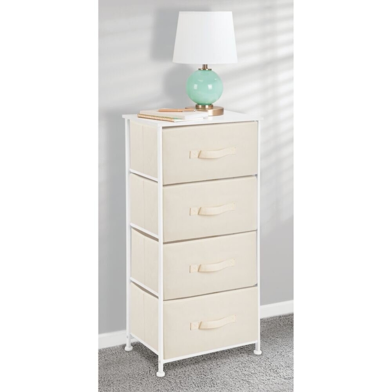 mDesign Tall Dresser Storage Tower Stand with 4 Fabric Drawers