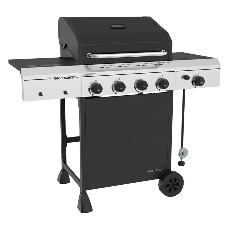 Megamaster 4-Burner Propane Gas Grill with Side Burner & Grill Cover