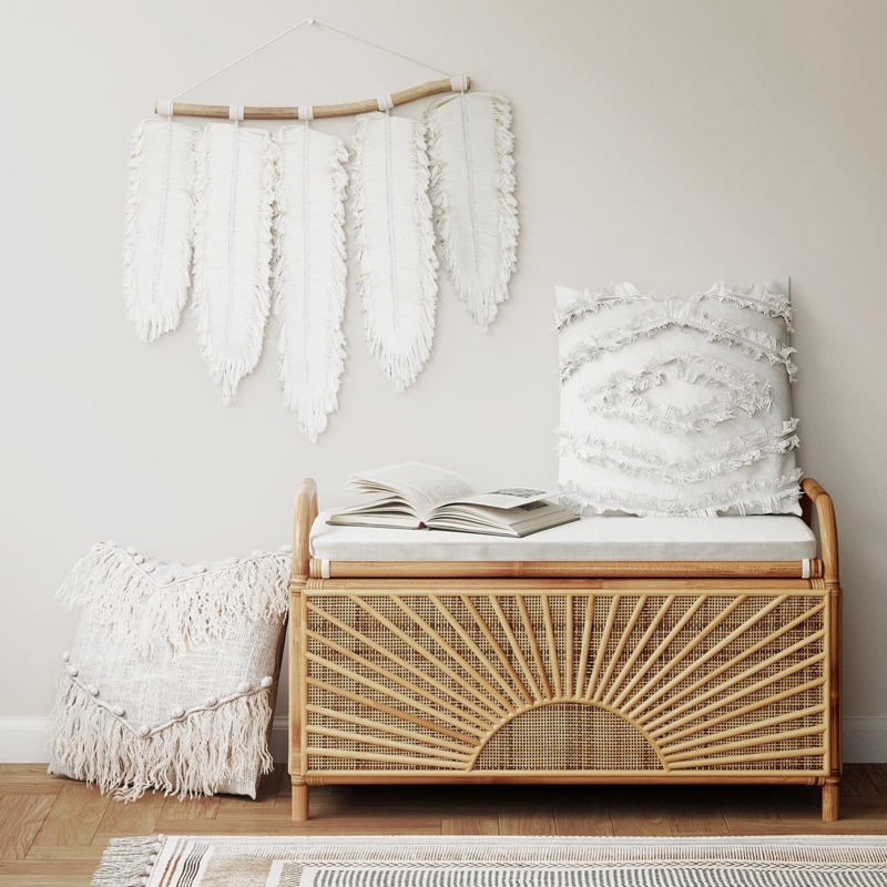 Meliton Rattan/Wicker Storage Trunk and Bench, 19.7" H x 36.2" W x 20.9" D