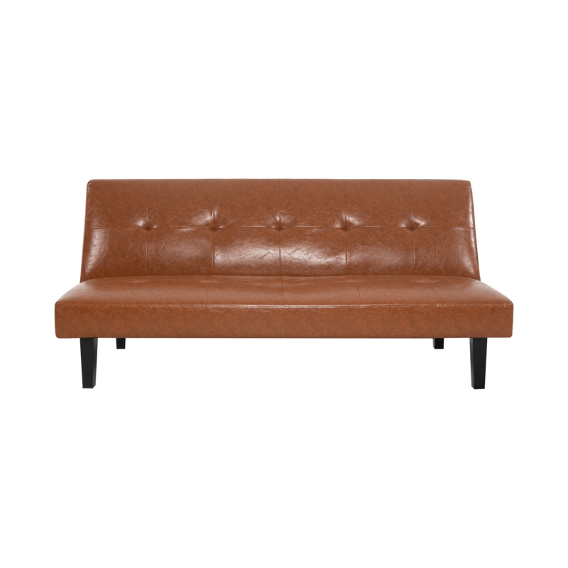Mercia 66.1'' Wide Faux Leather Tufted Back Convertible Sofa Button Tufted Futon, Sleeper Bed
