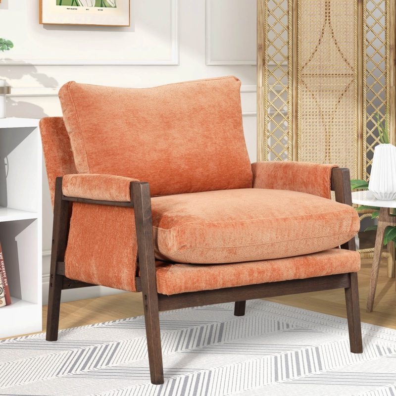 Mid-Century Modern Velvet Accent Armchair