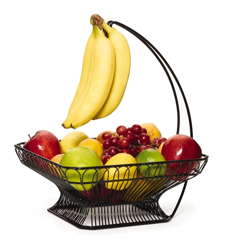Mikasa French Countryside Metal Fruit Basket with Banana Hook, Antique Black