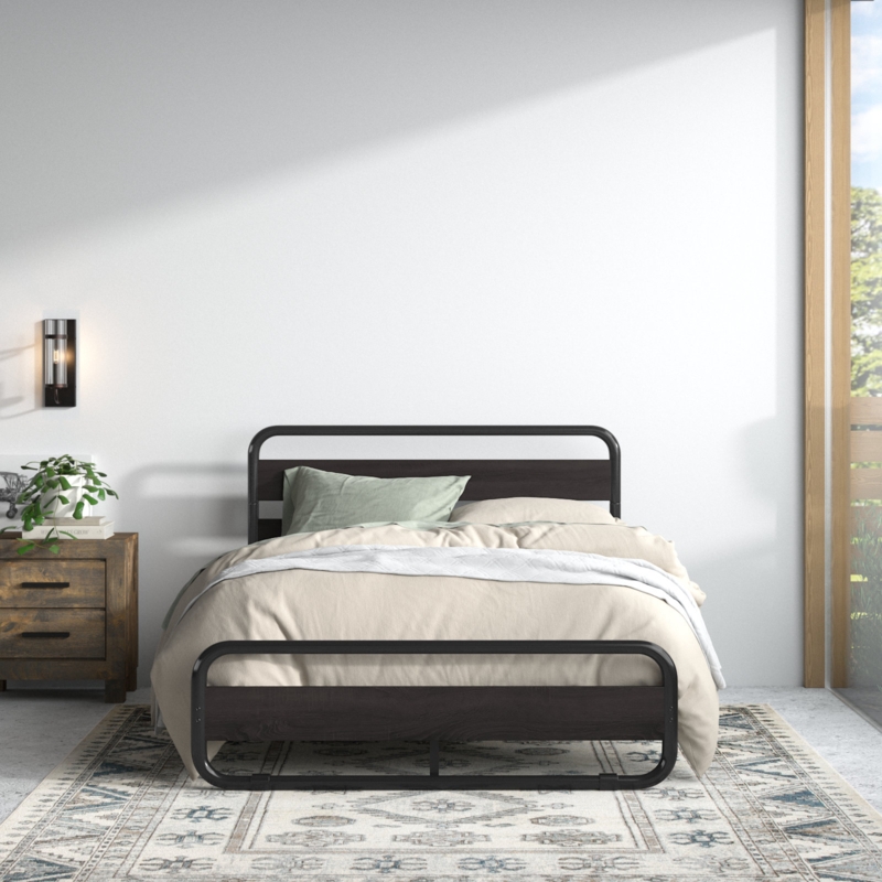 Minos Metal Bed Frame with Headboard and Footboard