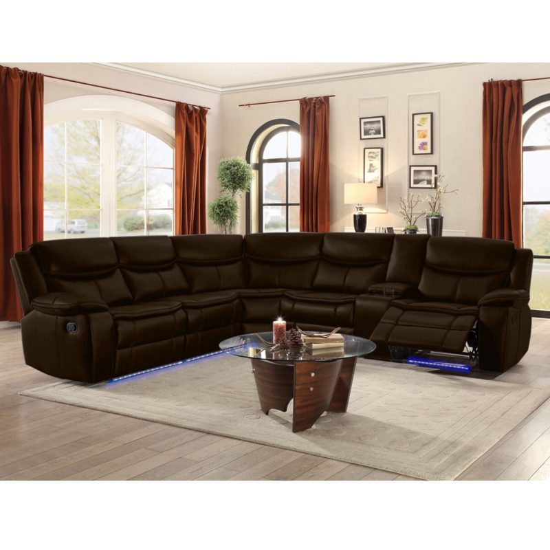 Mirabel 97" Wide Faux Leather Reclining Corner Sectional with LED Night Light