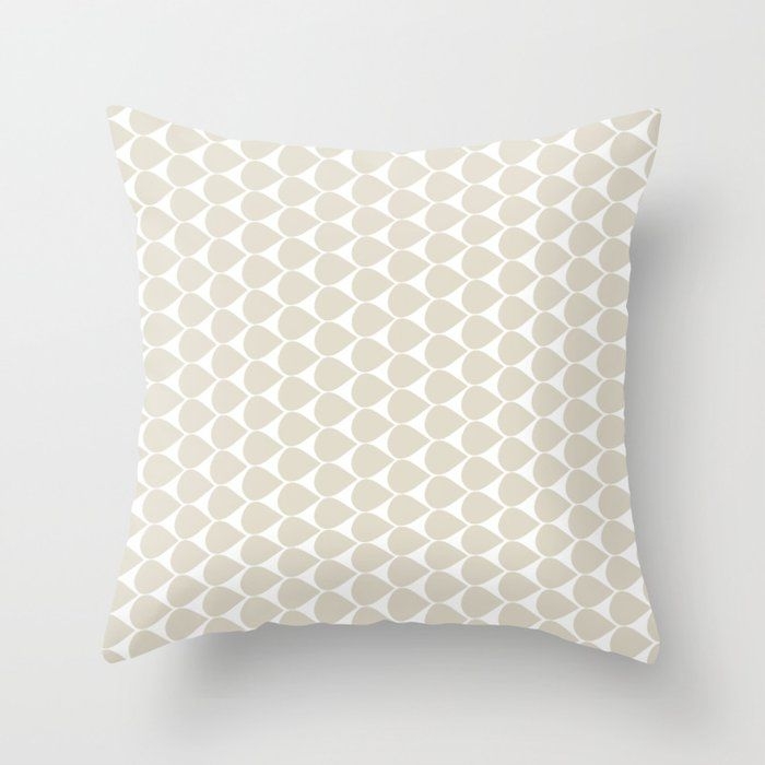 Mod Scales Minimalist Geometric Pattern In Mushroom Beige And White Throw Pillow - Cover (16" x 16") With Pillow Insert - Indoor Pillow