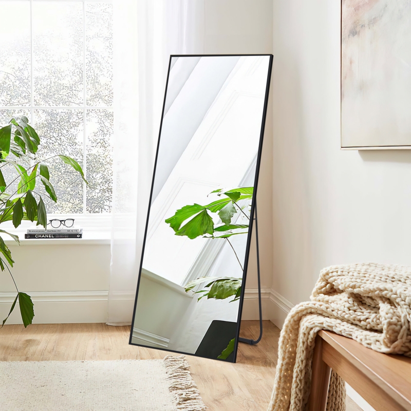 Modern Oversized Full Length Mirror Rectangle Metal Floor Mirror