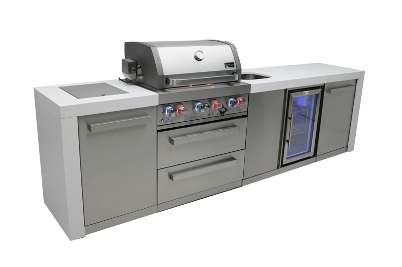 Mont Alpi 4-Burner 78000 BTU Deluxe Stainless Steel Outdoor Island Barbecue Grill + Beverage Center
