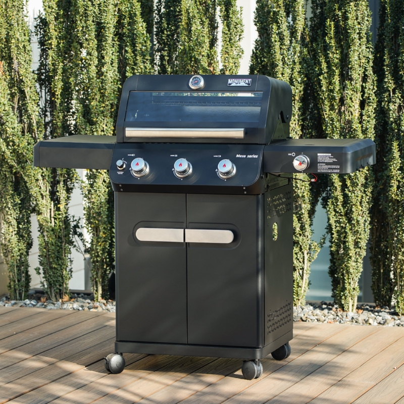 Monument Grills Mesa 325 3-Burner Liquid Propane 48000 BTU Gas Grill with side burner,Black