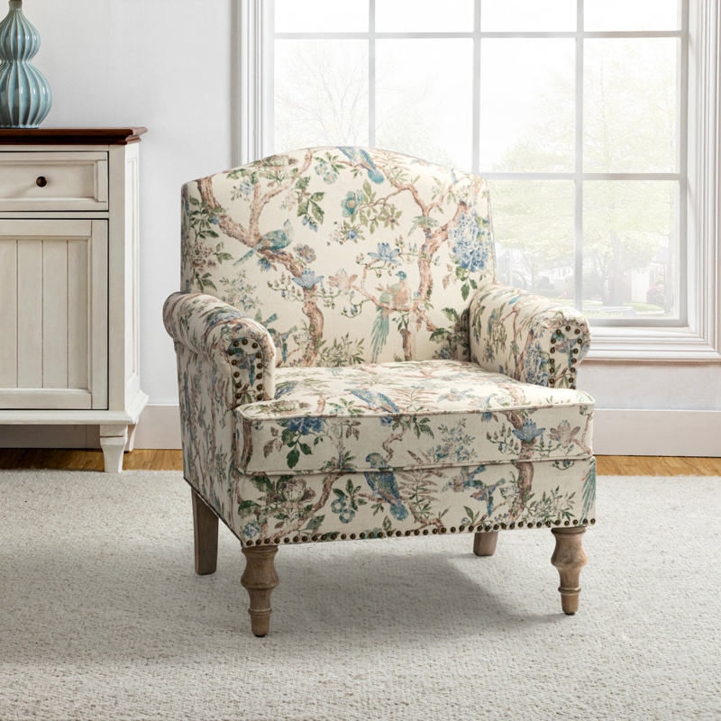 Mooresville Wooden Upholstered 30" W Armchair with Camelback