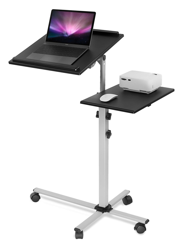 Mount-It! Rolling Laptop Tray and Projector Cart, Height Adjustable Presentation Cart with Wheels