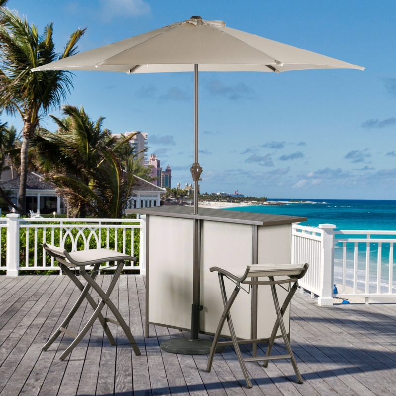 Muniza Arlmont u0026 Co. Bar Table Folding Chairs Set with Umbrella