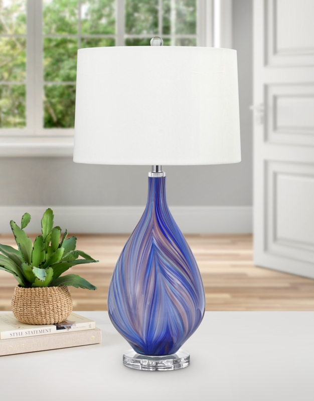 Murano 29" Blue u0026 Purple Swirl Glass Table Lamp