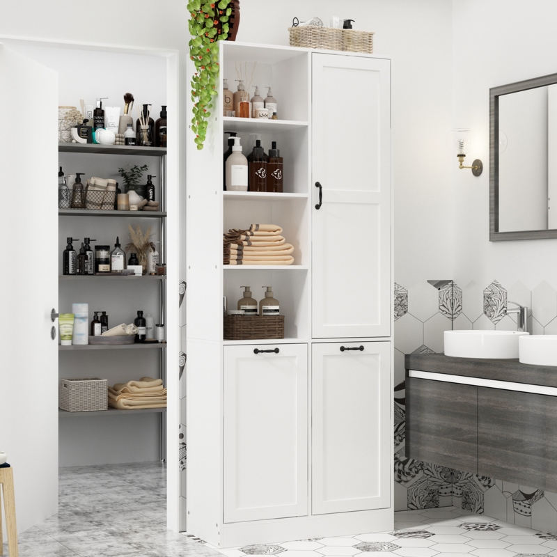 Nahidah 78.7'' H Freestanding Bathroom Cabinet With Tumbler Cabinet