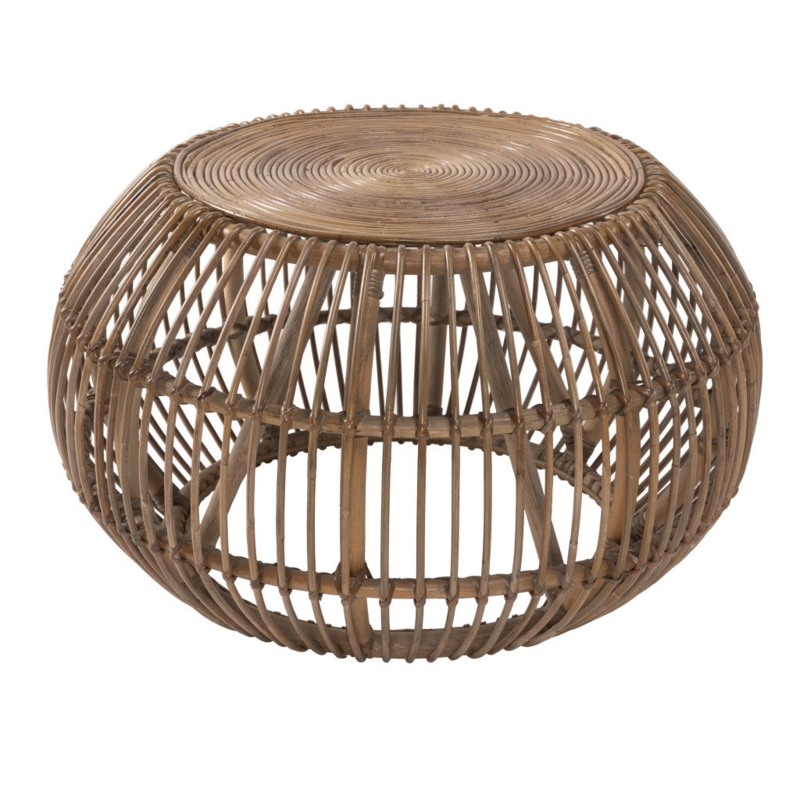 Natasa Natural Rattan Round Distressed Coffee Table
