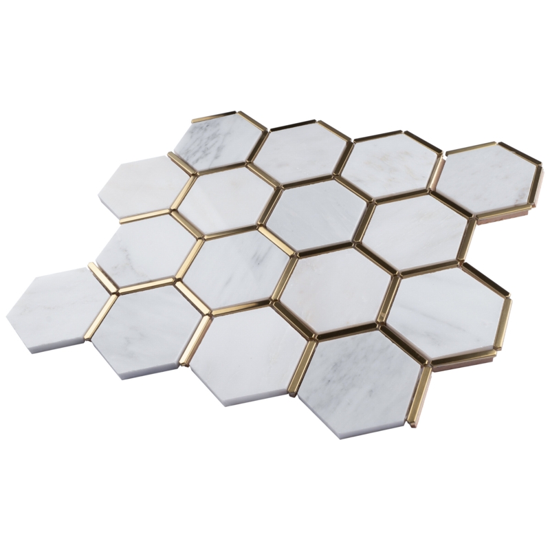 Natural Bianco 3" x 3" Marble Honeycomb Mosaic Wall Tile