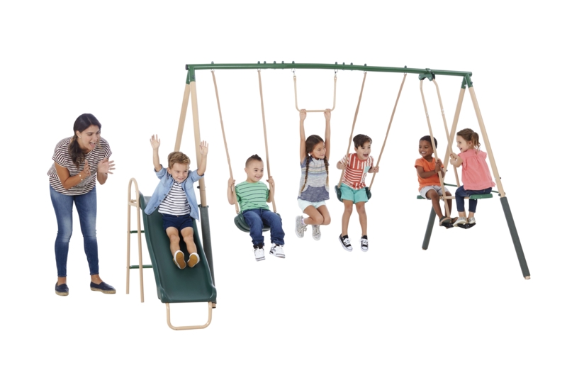 Natural Playland XDP Recreation Swing Set w/ Slide, Glider, & Trapeze