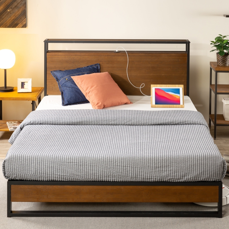Nedrow Low Profile Bamboo and Metal Platform Bed