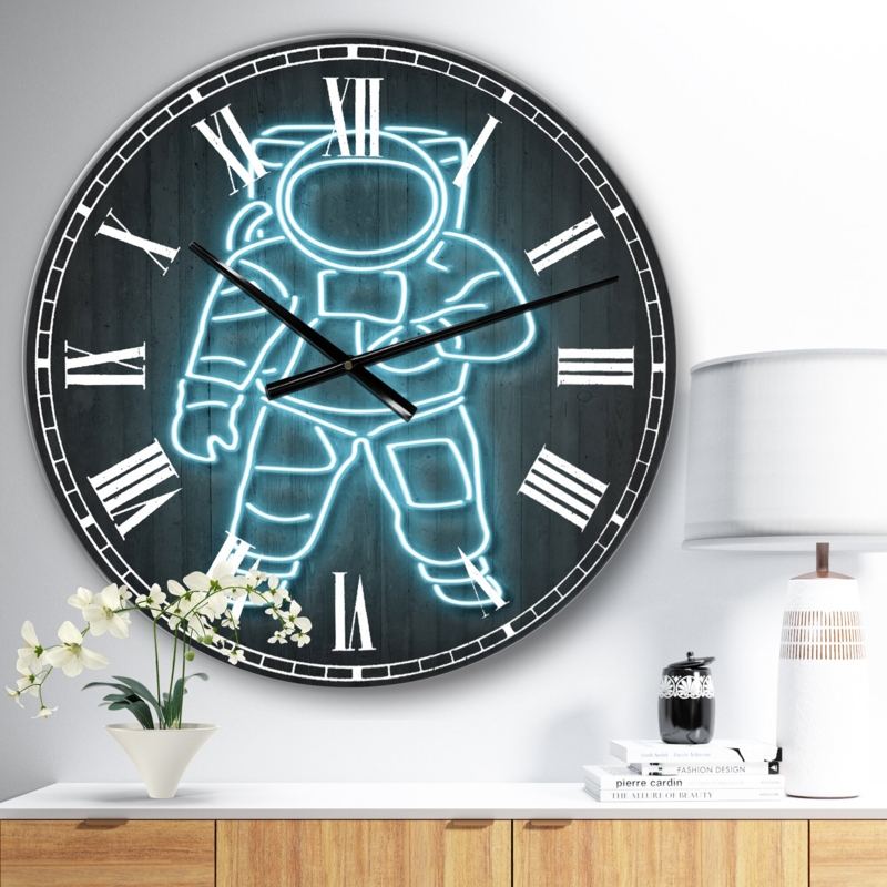 Neon Astronaut - Oversized Modern Wall Clock
