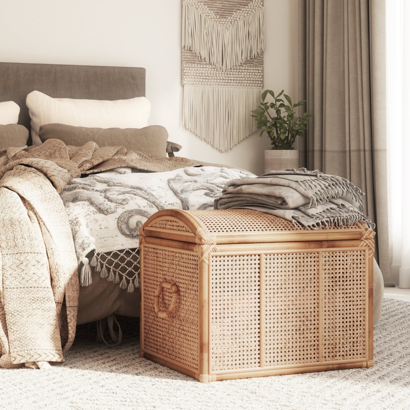 Noam Wicker Storage Trunk, Pre-assembled Lightweight Sturdy Rattan Storage Furniture