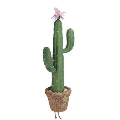 Northlight 21.5" Flowering Cactus Artificial Potted Plant - Green/Brown