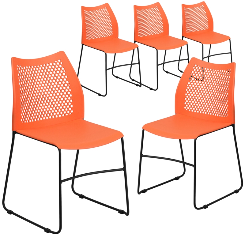 Oliverson 661 lb. Capacity Stack Chair with Air-Vent Back and Sled Base (Set of 5)