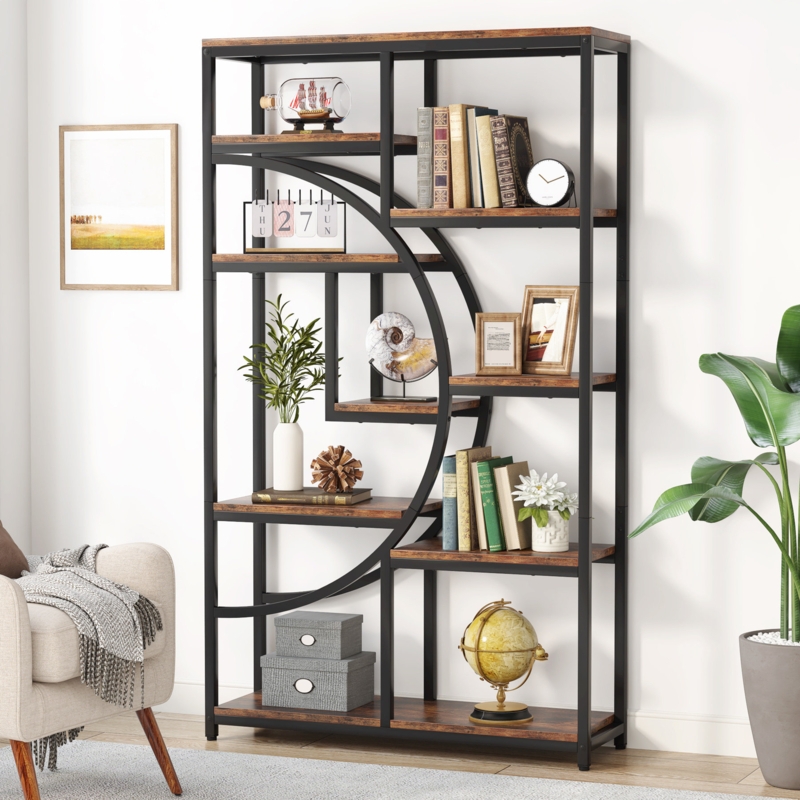 Oscer Bookshelf Industrial 5 Tier Etagere Bookcase Bookshelves for Living Room, Bedroom