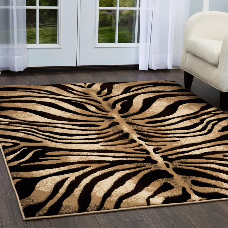 Poway Animal Print Black/Ivory Area Rug