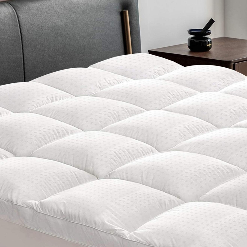Quilted Fitted Mattress Pad Cotton Top 8-21" Deep Pocket, Overfilled Down Alternative Filling