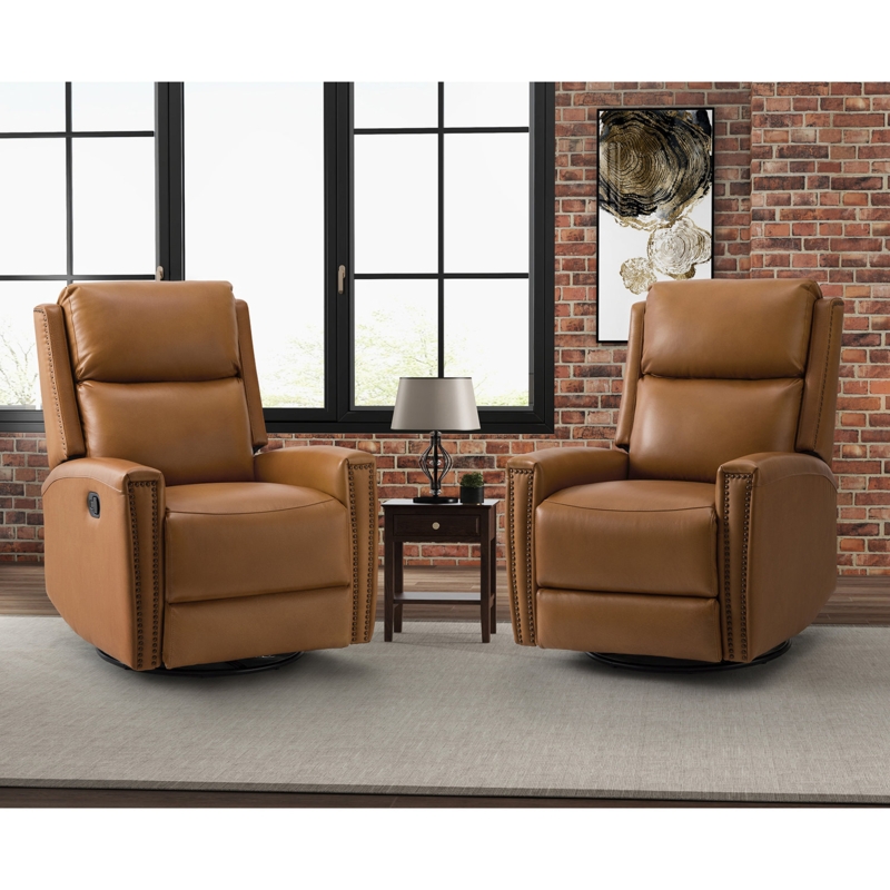 Ramus 30.31'' Wide Genuine Leather Swivel Rocker Recliner