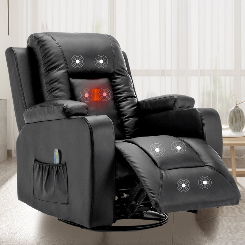Recliner Chair Massage Rocker with Heated Modern Ergonomic Lounge 360 Degree Swivel Single Sofa Seat