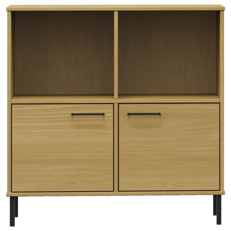 Resnel Bookshelf Book Cabinet with Metal Legs Storage Cabinet OSLO Solid Wood