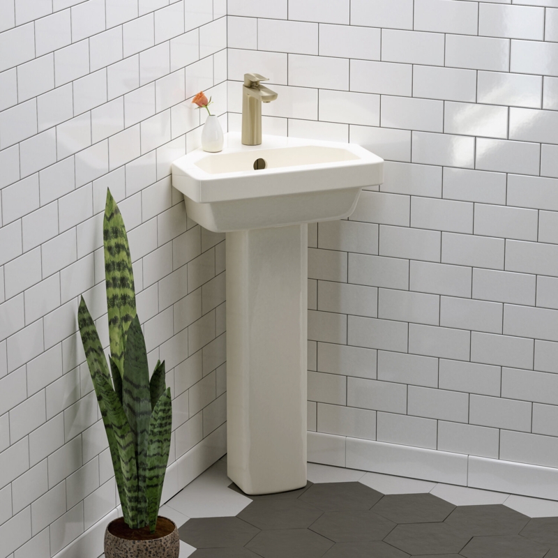 Resort Corner Vitreous China 17-3/4" Pedestal Bathroom Sink with Overflow