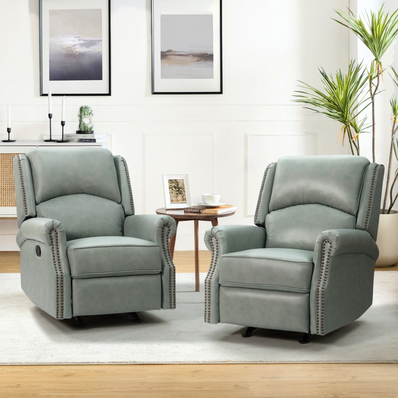 Rimini 32.67'' Wide Genuine Leather Manual Rocker Recliner with Rolled Arms