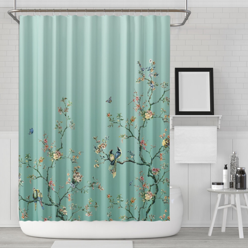 Robinett Floral Shower Curtain with Hooks Included