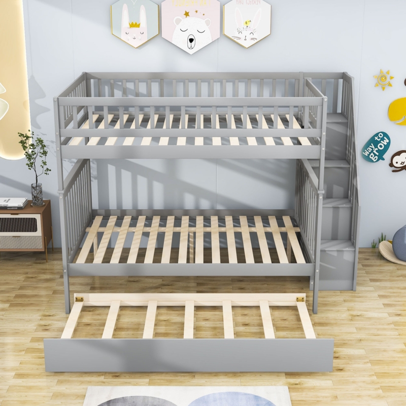 Rothrock Full Over Full Wood Bunk Bed with Twin Size Trundle