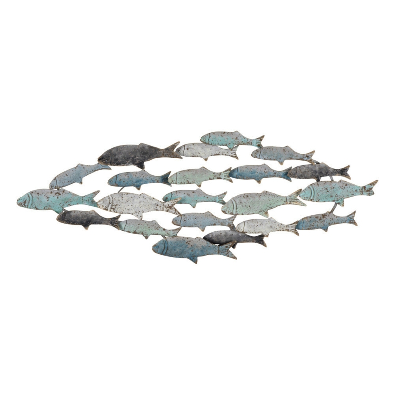 Rubber Wood School of Fish Wall Dcor